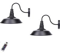 QTANZIQI Wall Light,Farmhouse Wall lighting Battery Operated Wall Sconce with Remote,Not hardwired Industrial Black Wall Sconces Set of Two,Gooseneck Wireless Wall Lights for Wall