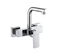 QTANZIQI wall mount kitchen faucets, for kitchen sinks, laundry sink, 304 stainless steel rotatable nozzle hot and cold, commercial-Brushed A