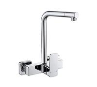 QTANZIQI wall mount kitchen faucets, for kitchen sinks, laundry sink, 304 stainless steel rotatable nozzle hot and cold, commercial-Brushed A
