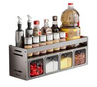 QTANZIQI Wall-Mounted Spice Rack for Kitchen, Adjustable Spice Holder, Space-Saving Spice Shelf for Herbs and Seasoning Storage, Perfect Kitchen Gadget