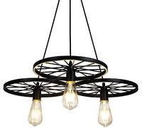 QTANZIQI Wheel Chandelier Vintage Industrial Metal Retro Rustic Ceiling Hanging Pendant Lights for Loft Kitchen Dining Office Restaurant Bar Cafe Lighting (Three Black) small gift