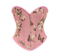 QTANZIQI Women Corset Bustiers - Over Bust Waist Girdle Lace Oil Painting Floral Print Pink Body Shapewear,Vintage Tight Tops Push Up Korset Outfit