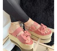 QTANZIQI Women's Summer Slip-On Slippers Platform Bowknot Sandals Open Toe Comfy Breathable Flip Flop Non-Slip Beach Espadrilles Wedges Shoes