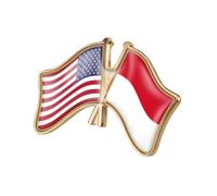 QTAOEIONG Flags of the United States USA America US and Many Other Countries Pin Cross Friendship Badge Alloy Brooch, 1.3x0.9inch/32x23mm, Metal, no gemstone