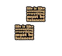 QTAOEIONG Life is like Accounting Everything Must Be Balanced Enamel Brooch 2 Pcs Badge Lapel Pin for Men Women