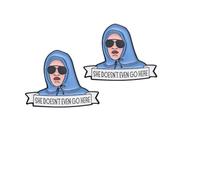 QTAOEIONG She Doesnt Even Go Here Enamel Brooch 2 Pcs Badge Lapel Pin for Men Women