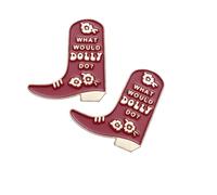 QTAOEIONG What Would Dolly Do Enamel Brooch 2 Pcs Badge Lapel Pin for Men Women