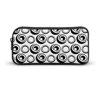 QTAVETEND Black and White Rings Pencil Case Pencil Box Cosmetic Bag Large Capacity Multipurpose Storage Bag Pencil Pouch 1 Compartment
