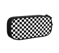 QTAVETEND Black White Race Checkered Flag Pencil Case Pencil Box Cosmetic Bag Large Capacity Multipurpose Storage Bag Pencil Pouch