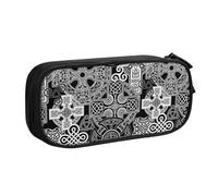 QTAVETEND Celtic Crosses and Ethnic Patterns Pencil Case Pencil Box Cosmetic Bag Large Capacity Multipurpose Storage Bag Pencil Pouch