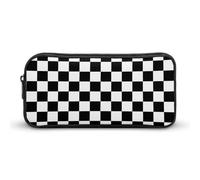 QTAVETEND White Black Check Plaid Pencil Case Pencil Box Cosmetic Bag Large Capacity Multipurpose Storage Bag Pencil Pouch 1 Compartment