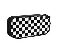 QTAVETEND White Black Check Plaid Pencil Case Pencil Box Cosmetic Bag Large Capacity Multipurpose Storage Bag Pencil Pouch