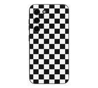 QTAVETEND White Black Check Plaid TPU Phone Case Phone Back Cover Compatible with Samsung S23