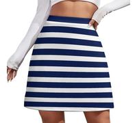 QTAVETEND Women Mini Skirt Blue and White Striped Bodycon High Waisted Pencil Short Skirt M