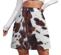 QTAVETEND Women Mini Skirt Longhorn White Cowhide Black Brown Spots Bodycon High Waisted Pencil Short Skirt XL