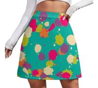 QTAVETEND Women Mini Skirt Psychedelic Colorful Blot Pattern Bodycon High Waisted Pencil Short Skirt L