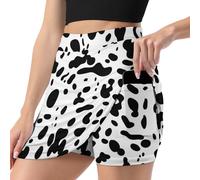 QTAVETEND Womens Mini Skirts Bodycon Black and White Pattern of Dalmatian Mini Short Skirt Double Layer with Pocket M