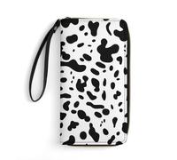 QTAVETEND Womens PU Leather Long Purse Wallet Black and White Pattern of Dalmatian Handbags Multi Card Slots with Wristlet