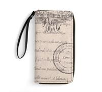 QTAVETEND Womens PU Leather Long Purse Wallet Vintage London Stamp Them Handbags Multi Card Slots with Wristlet