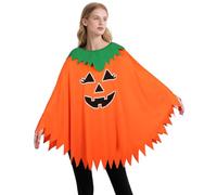 QTDS Halloween Pumpkin Poncho Costume for Women Adult Glow in the Dark - Easy Funny Adult Pumpkin Poncho for Women, Halloween Costume to Parties, Cosplay, Role Play, Orange