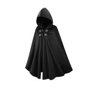 Qtdstz Medieval Hooded Cape, Renaissance Cloak Costume, Dark Green Halloween Cosplay Outfit, Black, One Size