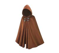 Qtdstz Medieval Hooded Cape, Renaissance Cloak Costume, Dark Green Halloween Cosplay Outfit, Brown, One Size