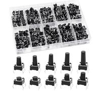 QTEATAK 200 Pcs 10 Value 4 Pins 6 x 6mm Micro Momentary Tact Tactile Push Button Switch Assortment Kit