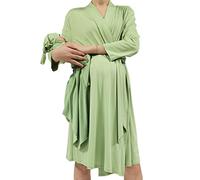 QTECLOR Mommy Robe for Maternity with Matching Swaddle Blanket Girls Boys, Delivery Labor Robe for Hospital Women Dress, A31 Robe+swaddle+headband+hat, S