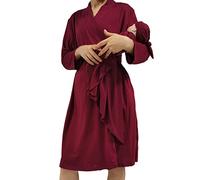 QTECLOR Mommy Robe for Maternity with Matching Swaddle Blanket Girls Boys, Delivery Labor Robe for Hospital Women Dress, C3 Robe+swaddle+headband+hat, XXL