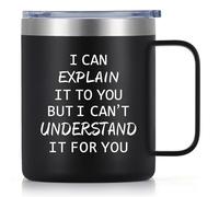 Qtencas Engineer Gifts, I Can Explain It to You But I Can't Understand It for You Stainless Steel Coffee Mug, Christmas Birthday Gifts for Engineers Men Coworker Boss Office Computer Geek(12OZ, Black)