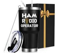 Qtencas Ham Radio Gifts for Men, 30oz Stainless Steel Insulated Travel Tumbler with Lid & Straw, Christmas Birthday Gifts for Amateur Ham Radio Operators & Lovers, Father, Husband, Brother, Dad, Black
