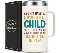 Qtencas Mother In Law Gifts, Gifts for Mother In Law, My Daughter-In-Law Is My Favorite Child 20 Oz Stainless Steel Insulated Coffee Mug, Mother’s Day Christmas Birthday Gifts for Son's Wife, Creamy