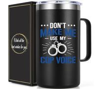 Qtencas Police Gifts, Police Officer Gifts, DON'T MAKE ME USE MY COP VOICE 20 Oz Insulated Coffee Mug, Law School Graduation & Attorney Polices Week Gift, Christmas Birthday Gift for Cop Lawyer, Black