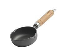 QTFYE Cast Iron Egg Pan - Small Cast Iron Frying Pan | Non Stick Cast Iron Skillet | Kitchen Miniature Cast Iron Pan | Hangable Deepened Egg Skillet with Wood Handle for Oven Stove Grill