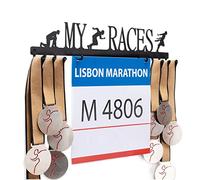 Qthrone Running medal and bibs Display Hook - Medal Holder for Runners - Hang your medals & Bibs - Marathon Metal Black Rack - Rack Showcase Organizer - Running Gift for Runners Medal