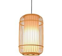 QTHWB 1-Pack Cage Pendant Light Parchment Lamp Shade Chinese Beige Wicker Basket Chandelier Rattan Cage Hollow Home Hanging Ceiling Lamp,Luxury