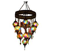 QTHWB 12 Globe Mosaic Chandelier Turkish Moroccan Night Art Boho Decor Lantern Ceiling Lamp Colourful Handmade Fixture Gift for Home,C Comfortable Anniversary