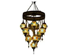 QTHWB 12 Globe Mosaic Chandelier Turkish Moroccan Night Art Boho Decor Lantern Ceiling Lamp Colourful Handmade Fixture Gift for Home,C Comfortable Anniversary