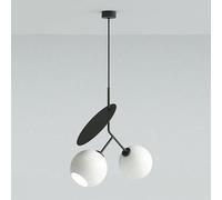 QTHWB 2-Lights Globe Mid Century Pendant Cherry Shape, 7.48" Glass Shade Hanging Light Fixture, Ceiling Chandelier