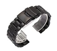 QTHWB 24mm Curved Stainless Steel Men's Watch Band - Various Sizes Included