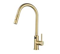 QTHWB 304 Stainless Steel Sink Telescopic hot and Cold Intelligent Induction Kitchen Brushed Gold Digital Display Touch The Pull-Out Faucet
