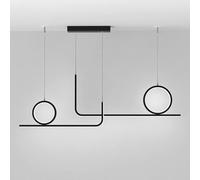 QTHWB 31.5" Geometric Long Strip Pendant Light, Ultra-Thin Linear Chandelier, Black Metal Suspension Lamps with Acrylic Lampshade, Hanging Lamp, Inhtsdoor,