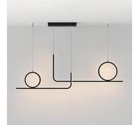QTHWB 31.5" Geometric Long Strip Pendant Light, Ultra-Thin Linear Chandelier, Black Metal Suspension Lamps with Acrylic Lampshade, Hanging Lamp, Inhtsdoor,