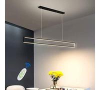 QTHWB 35W Restaurant Black Iron Art Rectangle Pendant Dining Table Chandelier Living Room Balcony Aisle Remote Control Dimming Ceiling Light Study Hanging Lights [Cl