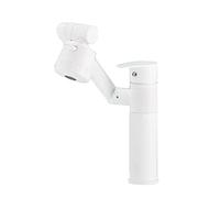 QTHWB 360° Swivel Basin Mixer Tap,White,Basin Taps Mixer,Modern Monobloc Basin Taps,360° Multi-Directional Rotation,Hot and Cold Water,Brass,White A