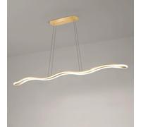 QTHWB 39.4in Dining Room Long Pendant Light, Gold Metal Wave Hanging Lamp with Linear Acrylic Shade, Minimalist Kitchen Island Strip Suspension Lamp,for Various Rooms