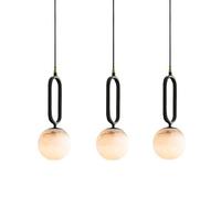 QTHWB 3Packs Island Lights 13.3IN Transparent Marble Lampshade Chandelier Black Copper Holder Pendant Light Height of Messenger Wire Can Be Adjusted Hanging Lamp Single G9 Household