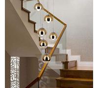 QTHWB 6 Glass Chandelier for Living Room Minimalist Staircase Spiral Duplex Villa Creative Ceiling Lamp Bedroom Restaurant Bar Long Personality Pendant Light Made in China