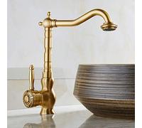 QTHWB Antique Bathroom Sink Hole Hot and Cold Basin 360° Rotating Faucet Aerator Water Saving Mixer taps Single Handle Brass Tap,C High Thriving