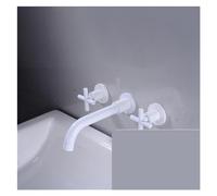QTHWB Antique Black Brass Kitchen Faucet Wall-Mounted Double Cross Handle Swivel Spout Hot Cold Mixing for Sinks Elegant Design (White 01)